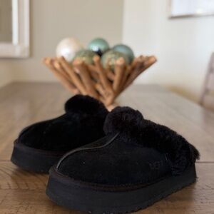 Ugg Platform Black Shearling Slippers